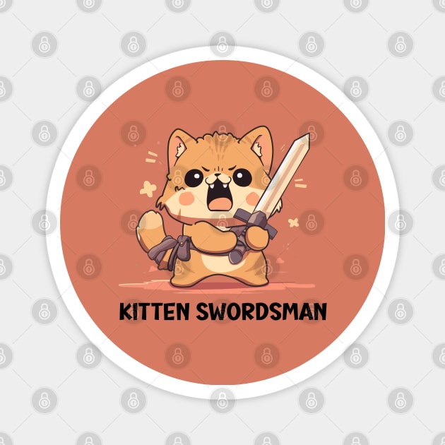 Kitten Swordsman Magnet by Myanko